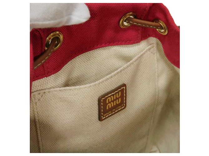 Miu Miu Red Cotton Canvas Backpack - view 10