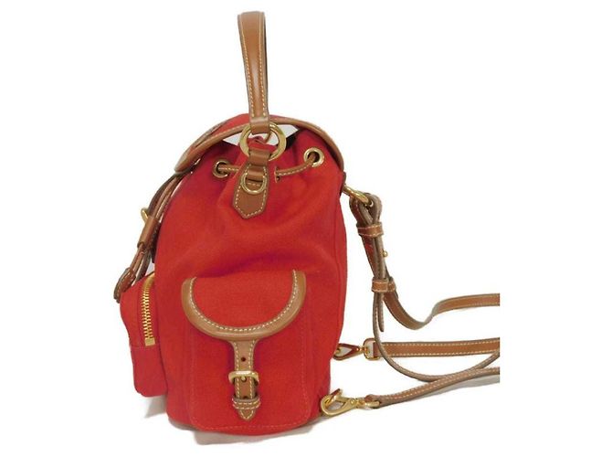 Miu Miu Red Cotton Canvas Backpack - view 3