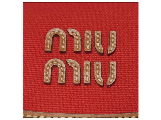 Miu Miu Red Cotton Canvas Backpack - view 5