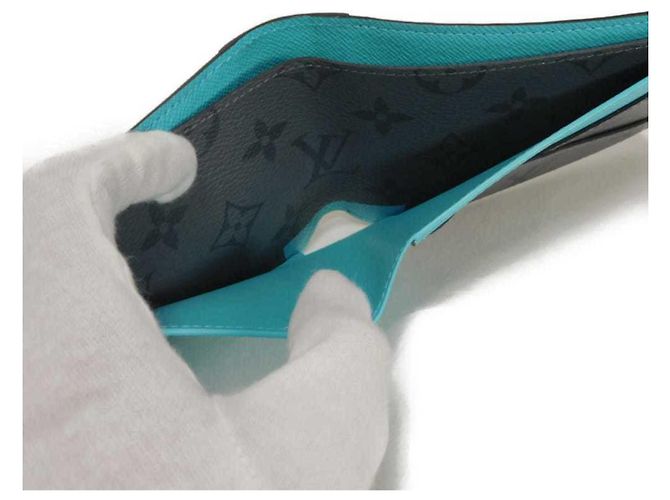 Cartera bi-fold Louis Vuitton Castaño Azul Monograma - vista 9