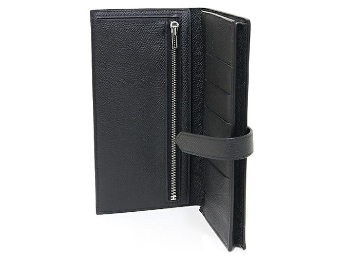 Hermès Portafoglio lungo monocromatico Hermes Bearn Soufflé Nero - vista 5