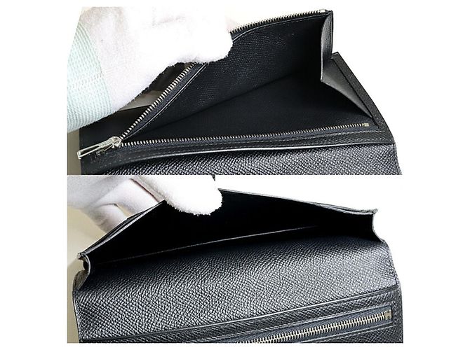 Hermès Portafoglio lungo monocromatico Hermes Bearn Soufflé Nero - vista 6