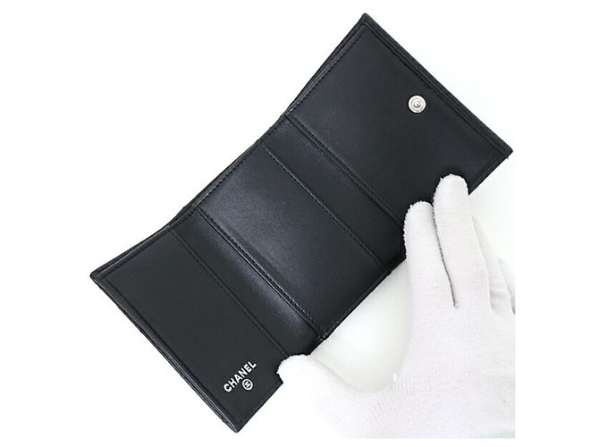 Portafoglio compatto tri-fold Chanel Nero - vista 4