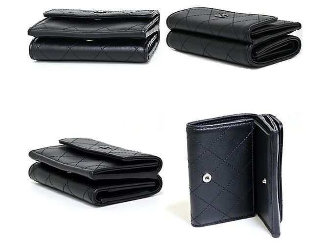 Portafoglio compatto tri-fold Chanel Nero - vista 5