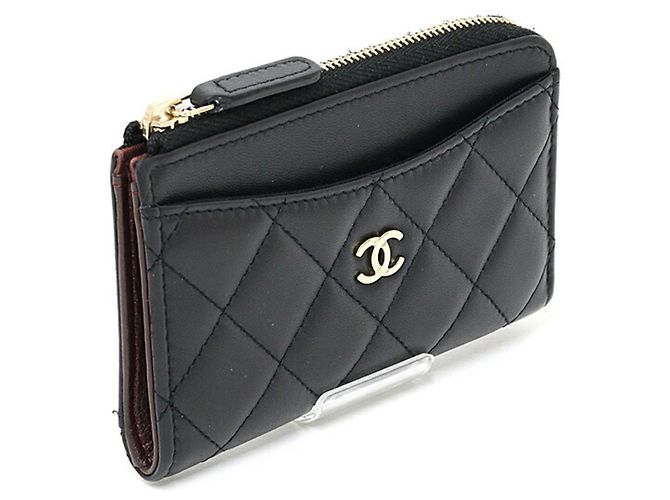 Chanel Black Leather Zip Card Case - view 4