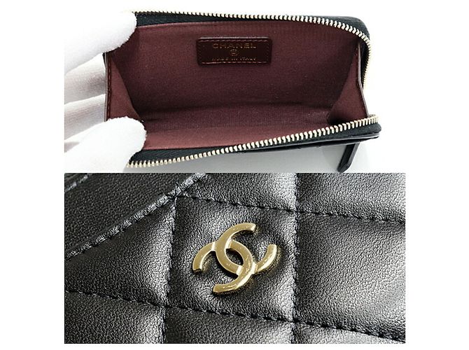 Chanel Black Leather Zip Card Case - view 6