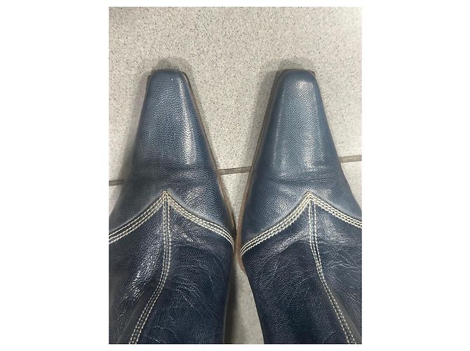 Autre Marque Botines de cuero azul Antonio Eboli - vista 10