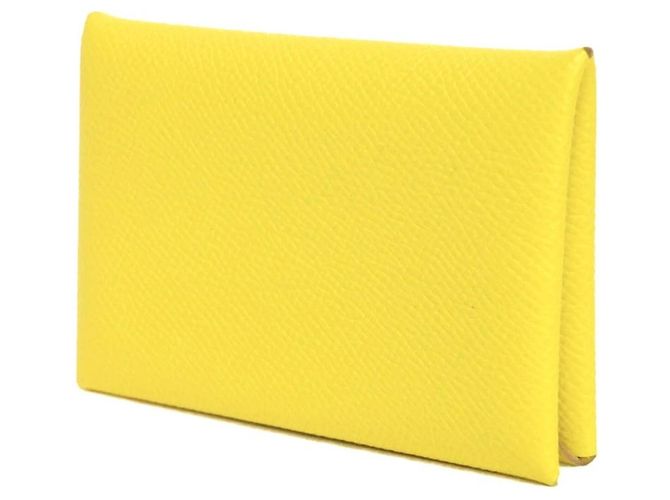 Hermès Tarjetero Hermes Calvi en Yellow Amarillo - vista 2