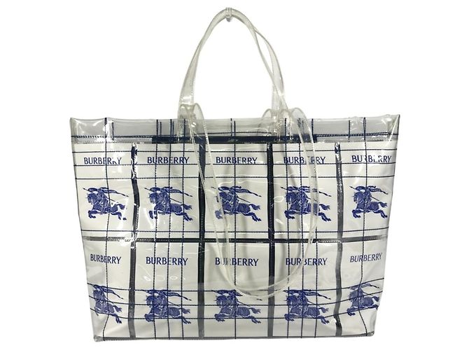 Borsa Tote a spalla Burberry logo EKD Blu Giallo - vista 2
