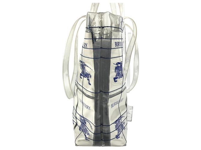 Borsa Tote a spalla Burberry logo EKD Blu Giallo - vista 3