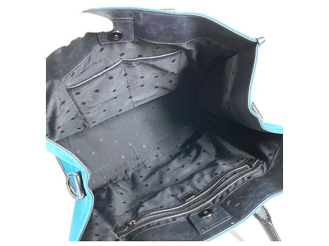 Borsa Shopping Dolce & Gabbana in pelle e tela Nero Blu - vista 12