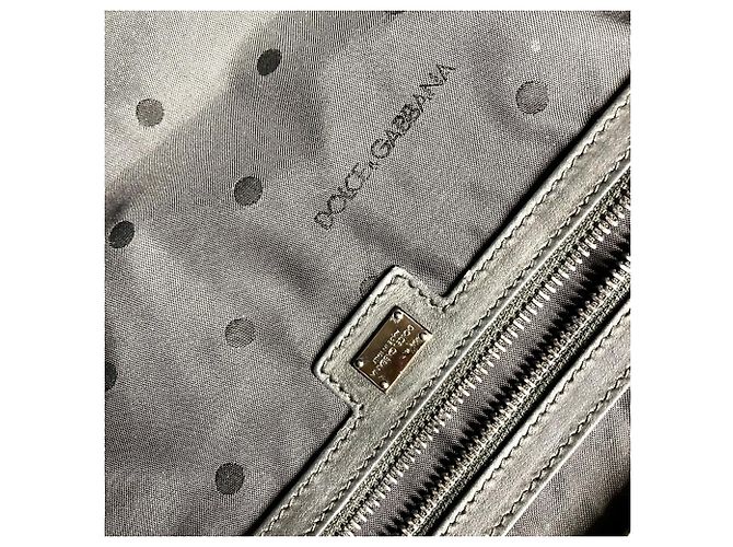 Borsa Shopping Dolce & Gabbana in pelle e tela Nero Blu - vista 13