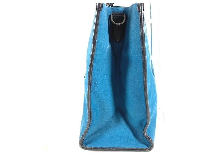 Borsa Shopping Dolce & Gabbana in pelle e tela Nero Blu - vista 4
