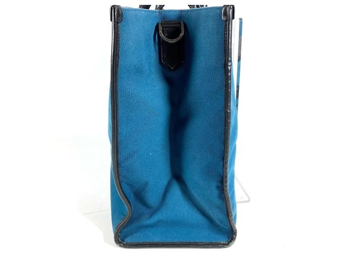Borsa Shopping Dolce & Gabbana in pelle e tela Nero Blu - vista 5