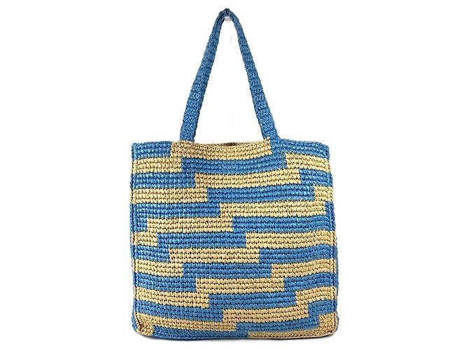 Jimmy Choo gestreifter Strandbeutel mit Logo Pink Blau Beige - Ansicht 2