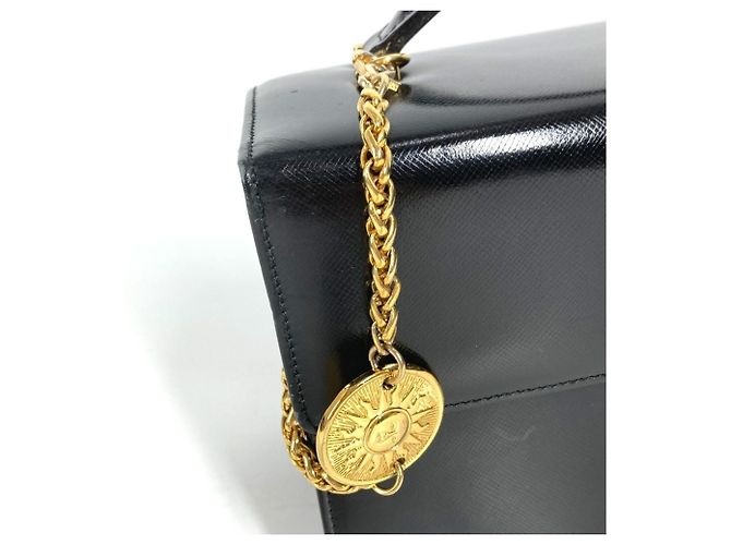 Versace Vintage Vanity Bag mit Sunburst-Logo Schwarz - Ansicht 6