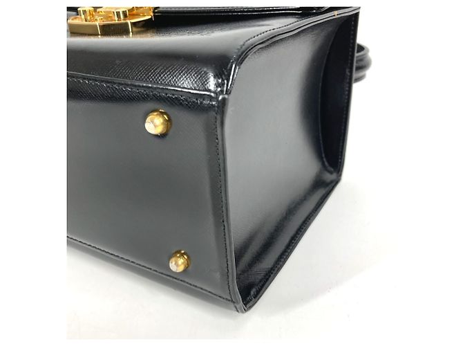 Versace Vintage Vanity Bag mit Sunburst-Logo Schwarz - Ansicht 8