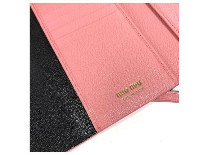 Miu Miu Madras Logo Bicolor Flap Long Wallet Schwarz Pink - Ansicht 11