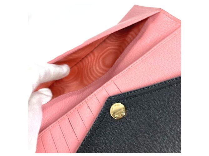 Miu Miu Madras Logo Bicolor Flap Long Wallet Schwarz Pink - Ansicht 12