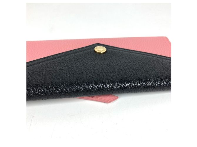 Miu Miu Madras Logo Bicolor Flap Long Wallet Schwarz Pink - Ansicht 4