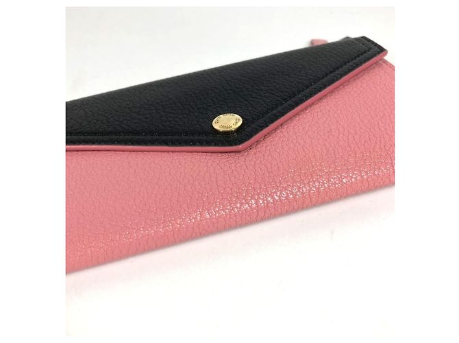 Miu Miu Madras Logo Bicolor Flap Long Wallet Schwarz Pink - Ansicht 6