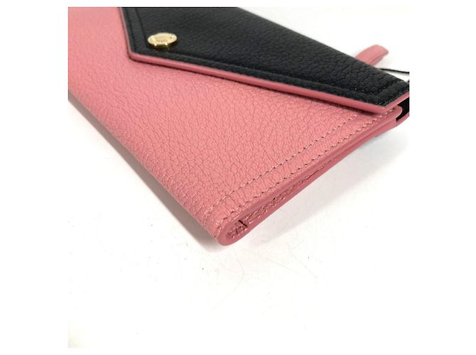 Miu Miu Madras Logo Bicolor Flap Long Wallet Schwarz Pink - Ansicht 7