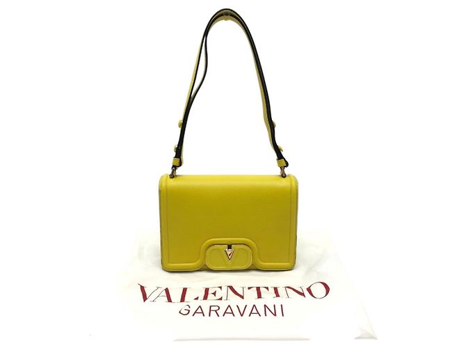 Borsa a tracolla con patta Valentino Yellow Logo Giallo - vista 16