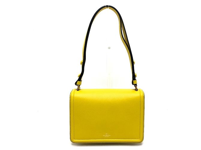 Borsa a tracolla con patta Valentino Yellow Logo Giallo - vista 2
