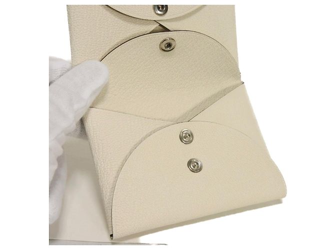 Hermès Portamonete Hermes Calvi Duo Bianco Crudo - vista 11