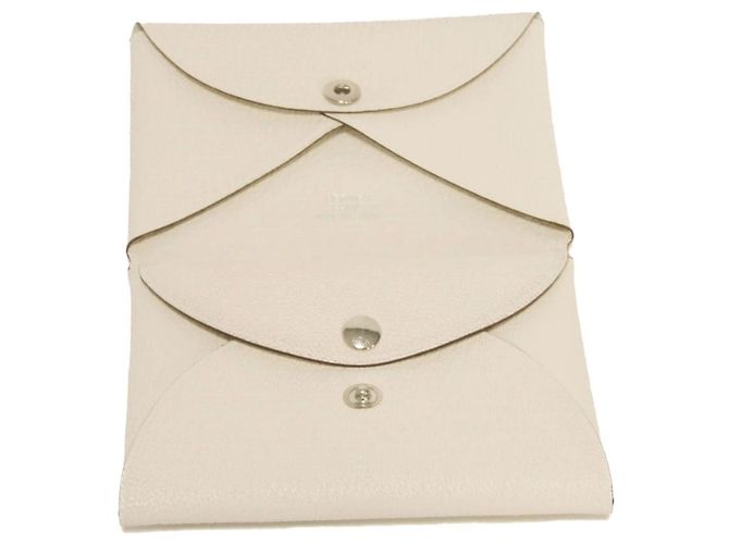 Hermès Portamonete Hermes Calvi Duo Bianco Crudo - vista 5