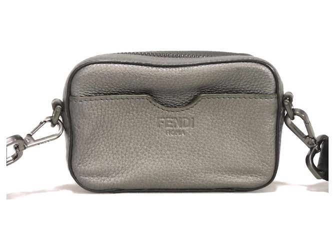 Borsa a tracolla Fendi Gunmetal Metallico - vista 4