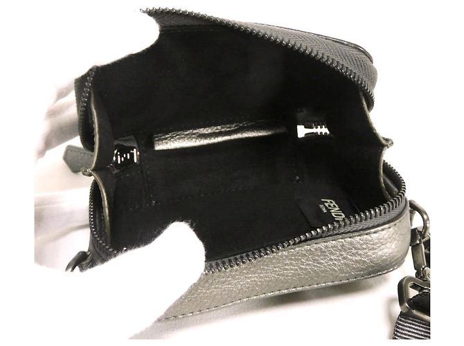 Borsa a tracolla Fendi Gunmetal Metallico - vista 5