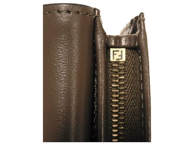 Portafoglio bi-fold Fendi Zucca nero e marrone - vista 13