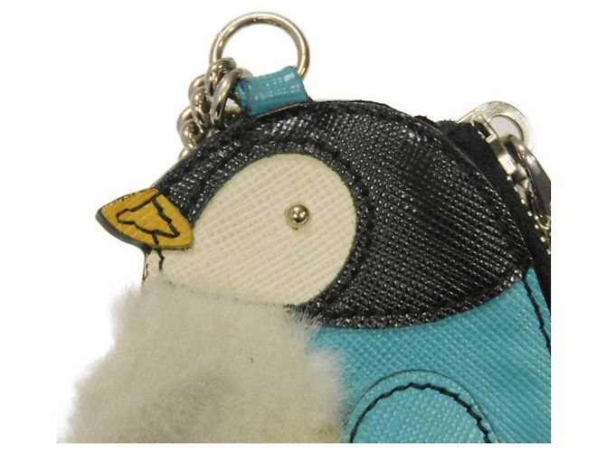 Monedero Prada Saffiano con cadena y pingüino Azul - vista 11