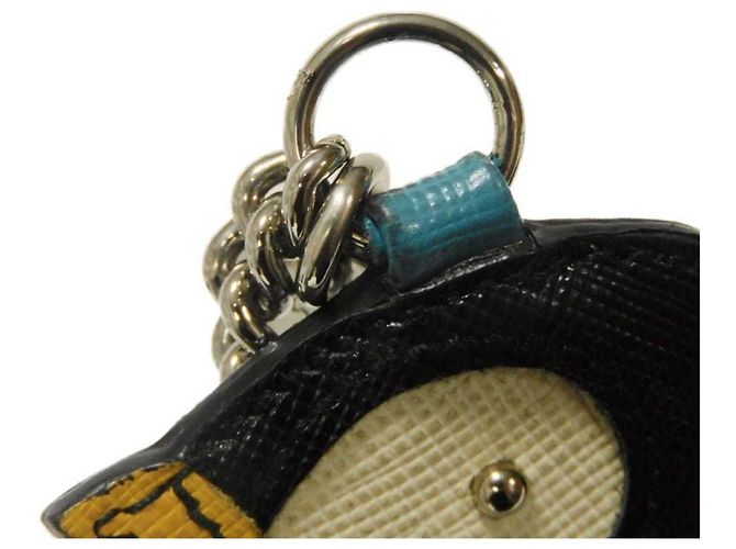 Monedero Prada Saffiano con cadena y pingüino Azul - vista 12