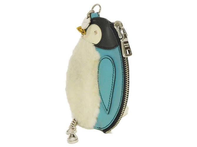 Monedero Prada Saffiano con cadena y pingüino Azul - vista 2