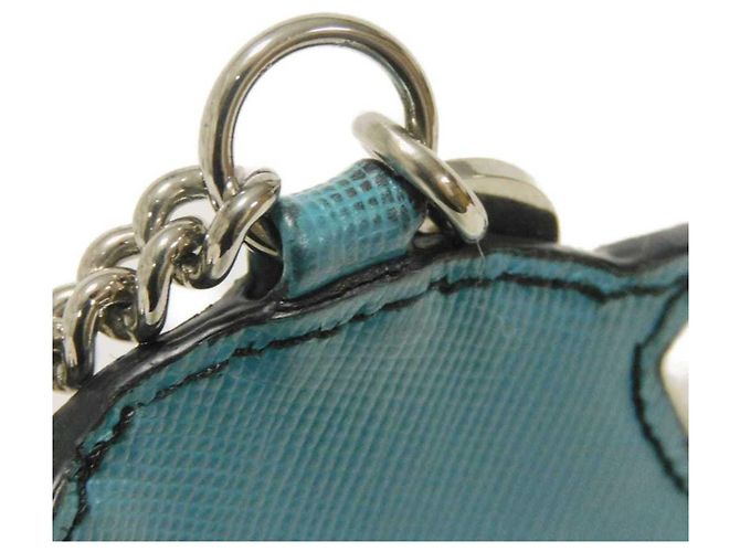 Monedero Prada Saffiano con cadena y pingüino Azul - vista 20
