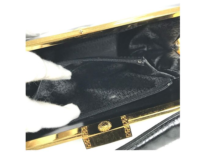 Versace Vintage Sunburst Logo Handtasche Schwarz - Ansicht 14