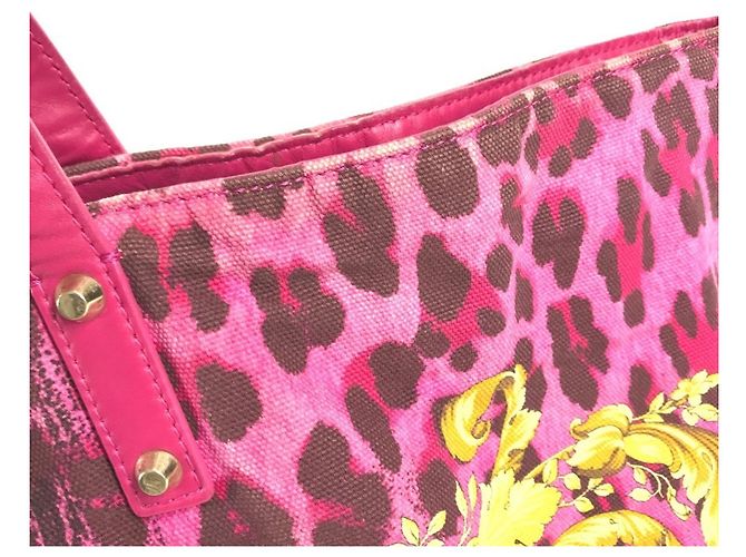 Bolso Tote/Hombro Versace Logo Print Rosa Amarillo - vista 10