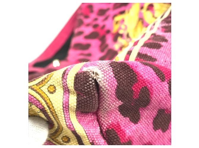 Bolso Tote/Hombro Versace Logo Print Rosa Amarillo - vista 17