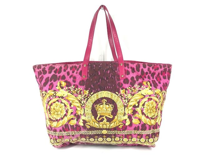 Bolso Tote/Hombro Versace Logo Print Rosa Amarillo - vista 2