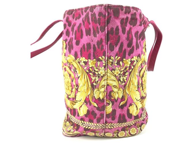Bolso Tote/Hombro Versace Logo Print Rosa Amarillo - vista 3