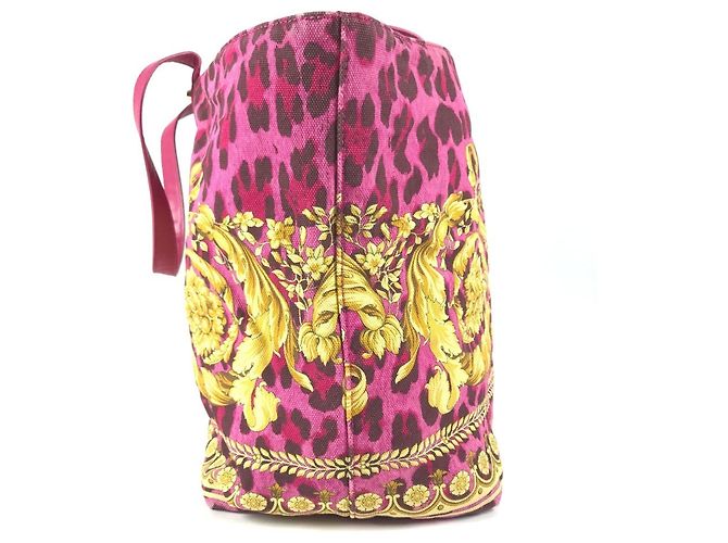 Bolso Tote/Hombro Versace Logo Print Rosa Amarillo - vista 4