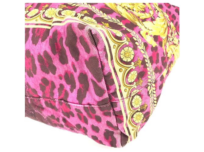Bolso Tote/Hombro Versace Logo Print Rosa Amarillo - vista 6