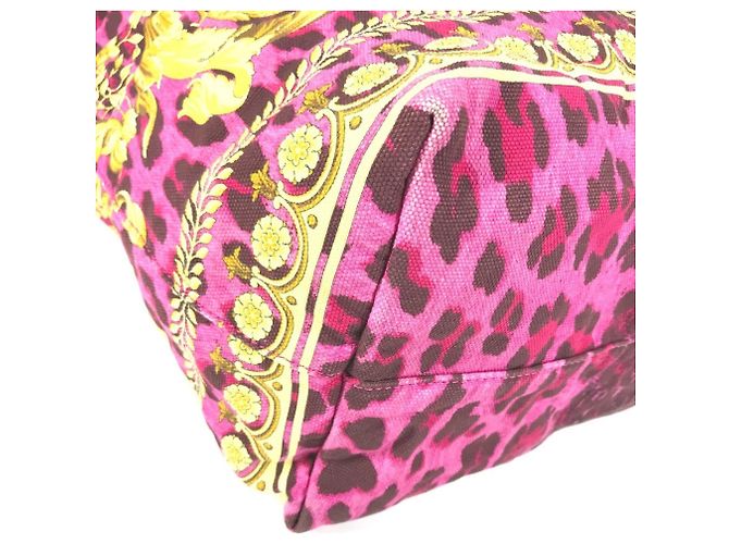 Bolso Tote/Hombro Versace Logo Print Rosa Amarillo - vista 7