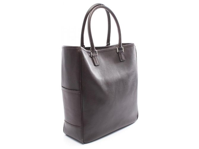 Sac cabas Burberry en cuir marron - vue 2