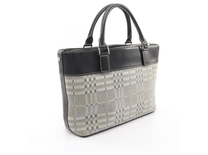 Borsa Burberry in tela e pelle Nero Crudo - vista 2