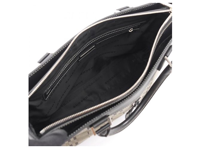 Borsa Burberry in tela e pelle Nero Crudo - vista 3