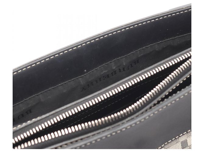 Borsa Burberry in tela e pelle Nero Crudo - vista 9