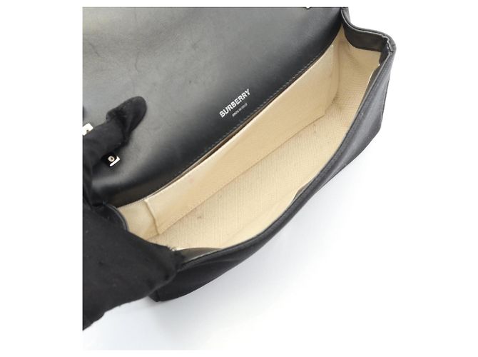 Borsa a tracolla Burberry in tela e pelle nera Nero - vista 3